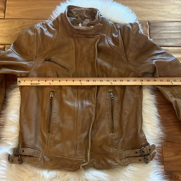 Free People bronze real lamb leather jacket Sz L NWOT - Picture 5 of 14